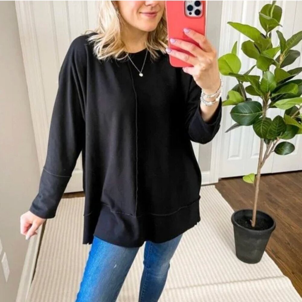 SPANX 50171R Black Dolman Sleeve Tunic Top Long Sleeve L